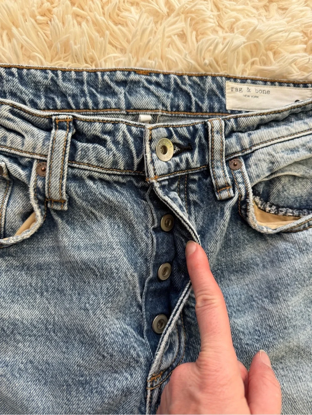 Rag & Bone Alex High Rise Straight Distressed Jeans Dana Point Wash 29